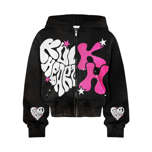 (Heart Shaped Crop Hoodie