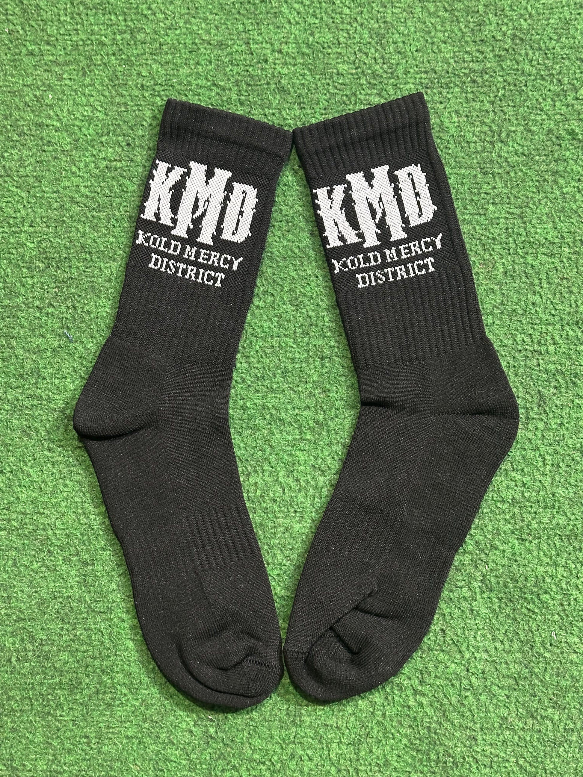 KMD BLK/WHT SOCKS – KOLD MERCY DISTRICT